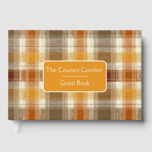 Libro De Visitas Custom Guest Book Gingham Style Vacation Rentals (Anverso)