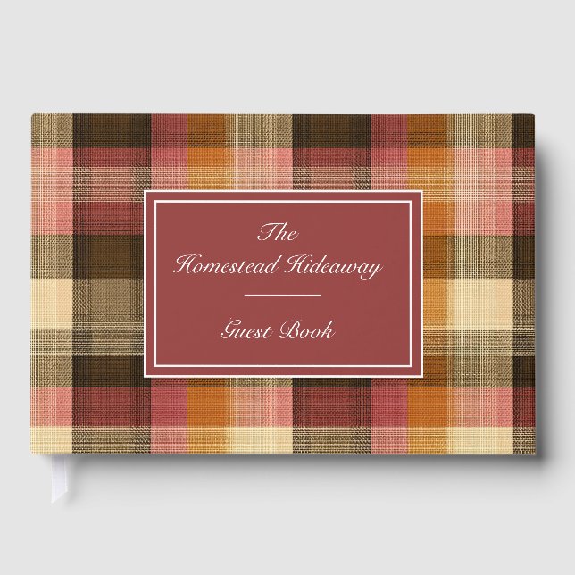 Libro De Visitas Custom Guest Book Gingham Style Vacation Rentals (Anverso)