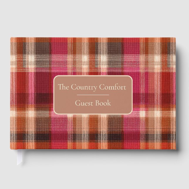 Libro De Visitas Custom Guest Book Gingham Style Vacation Rentals (Anverso)