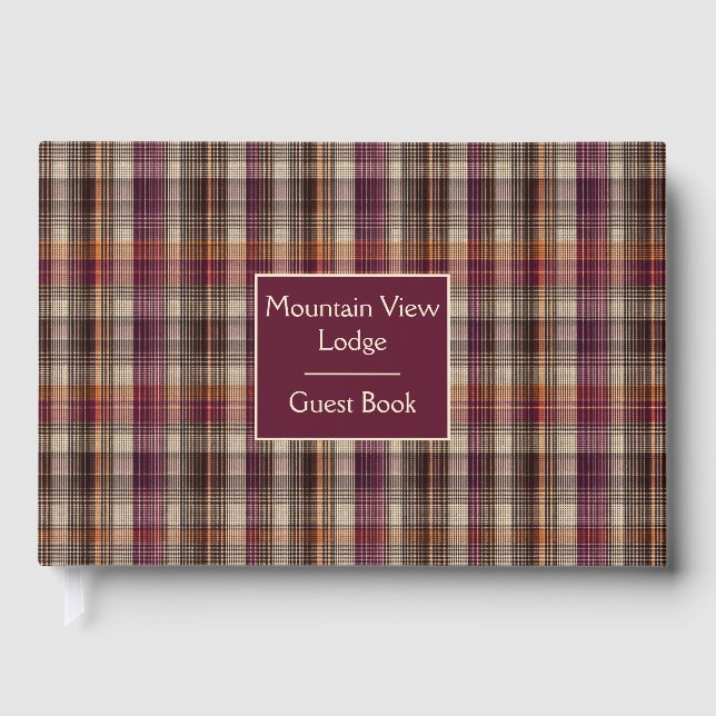 Libro De Visitas Custom Guest Book Gingham Style Vacation Rentals (Anverso)