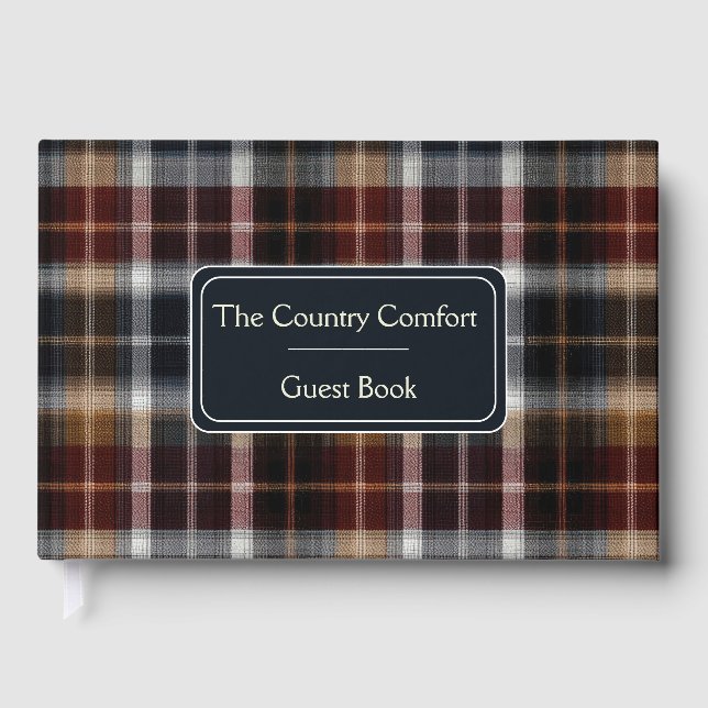 Libro De Visitas Custom Guest Book Gingham Style Vacation Rentals (Anverso)