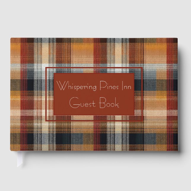 Libro De Visitas Custom Guest Book Gingham Style Vacation Rentals (Anverso)
