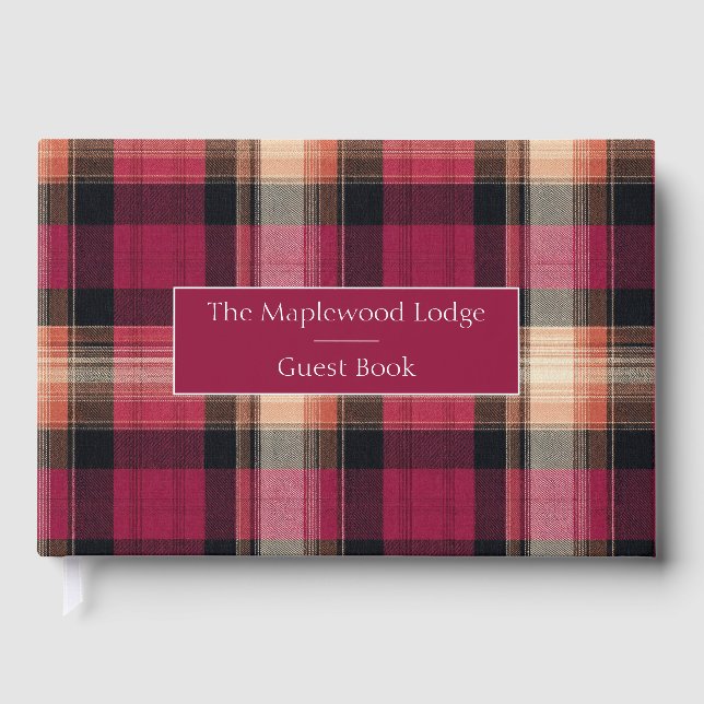 Libro De Visitas Custom Guest Book Gingham Style Vacation Rentals (Anverso)