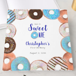 Libro De Visitas Custom Sweet One Donut First Birthday Blue
