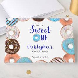Libro De Visitas Custom Sweet One Donut First Birthday Blue