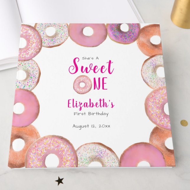 Libro De Visitas Custom Sweet One Donut First Birthday Pink (Subido por el creador)
