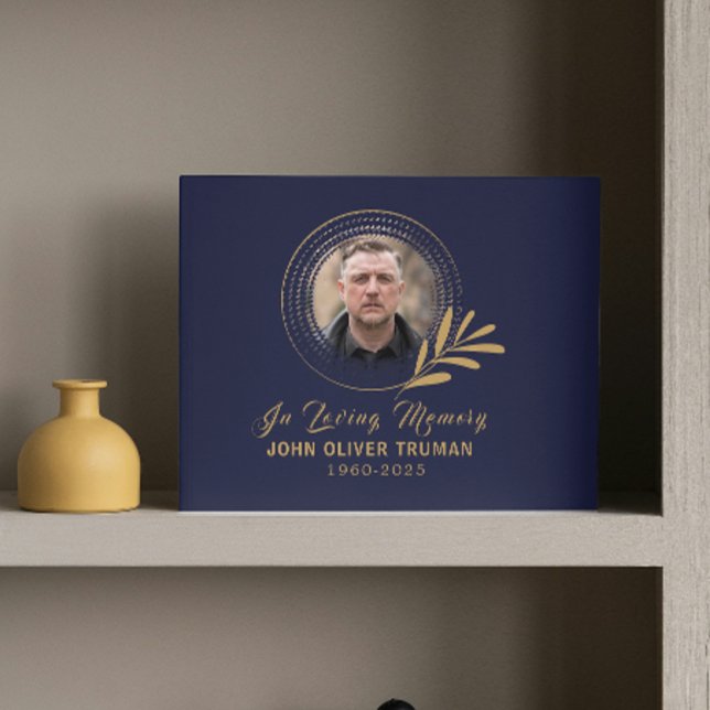Libro De Visitas Custom Text Photo Memorial Funeral Leaves (celebration of life memorial loss condolences funeral in loving memory celebration of life memorial )