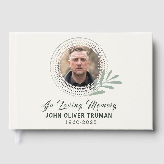 Libro De Visitas Custom Text Photo Memorial Funeral Leaves (Anverso)