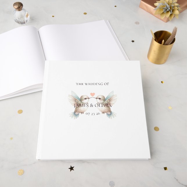 Libro De Visitas Cute Adorable Boda Hummingbird Guest Book (Anverso Abierto)