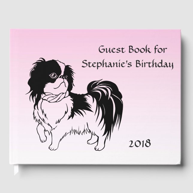 Libro De Visitas Cute Black Dog Pink Birday Guest Book (Anverso)