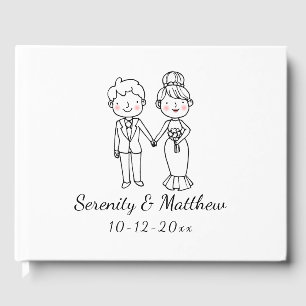 Libro De Visitas Cute Bride Groom Whimsical Black White Boda