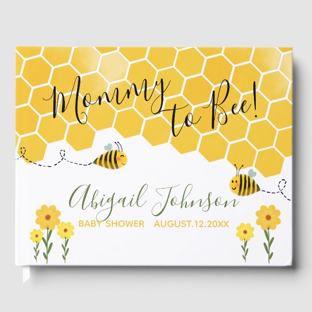Libro De Visitas Cute Bumble Bee Sexo Neutral Baby Shower (Anverso)