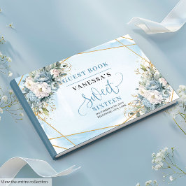 Libro De Visitas Cute Dusty Blue Peonies Dulce Dieciséis