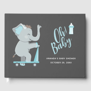 Libro De Visitas Cute Elephant Boy Baby Shower