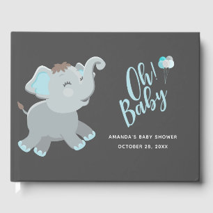 Libro De Visitas Cute Elephant Boy Baby Shower