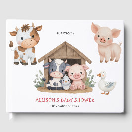 Libro De Visitas Cute Farm Animals Barnyard Baby Shower