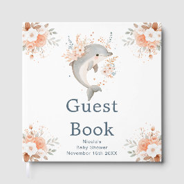Libro De Visitas Cute Floral Dolphin Baby Shower