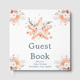 Libro De Visitas Cute Floral Starfish Baby Shower