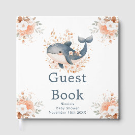 Libro De Visitas Cute Floral Whale Baby Shower