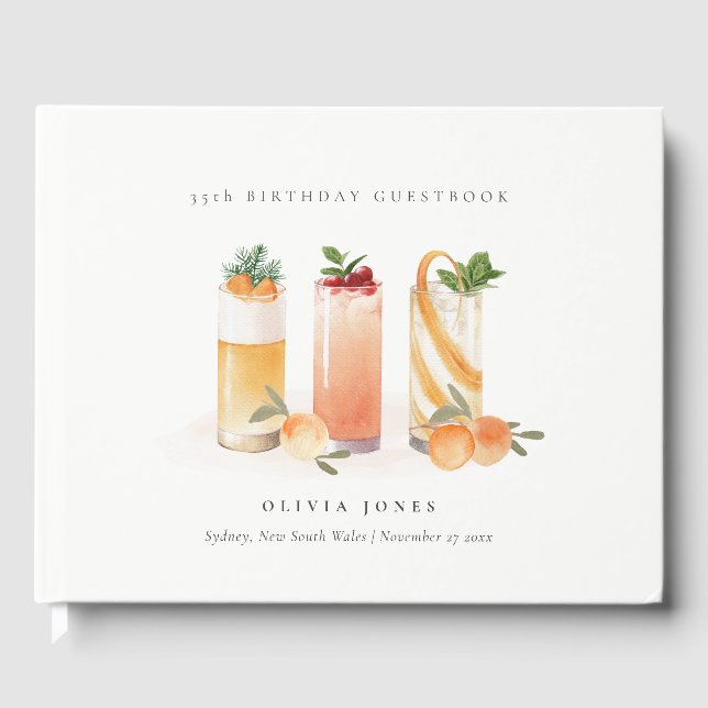 Libro De Visitas Cute Fruit Cocktail Rubor Naranja de cualquier eda (Anverso)