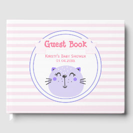 Libro De Visitas Cute Gato Púrpura | BABY SHOWER
