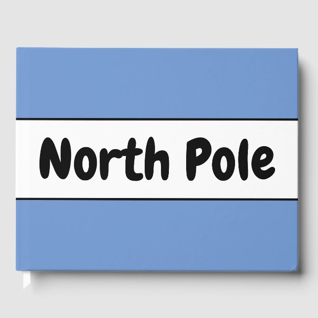 Libro De Visitas Cute Guay Winter Blue White Stripes "North Pole" (Anverso)