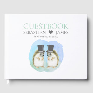 Libro De Visitas Cute Hedgehog Gay Grooms Pareja Boda
