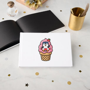 Libro De Visitas Cute Kawaii Pingüino Cono de Helado Verano BSticke