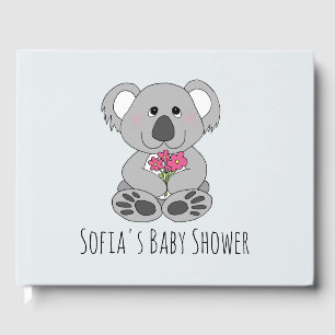 Libro De Visitas Cute Koala Oso Personalizado y nombre Baby Shower