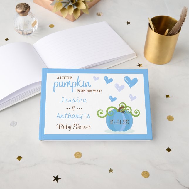 Libro De Visitas Cute Little Pumpkin Baby Shower (Anverso Abierto)