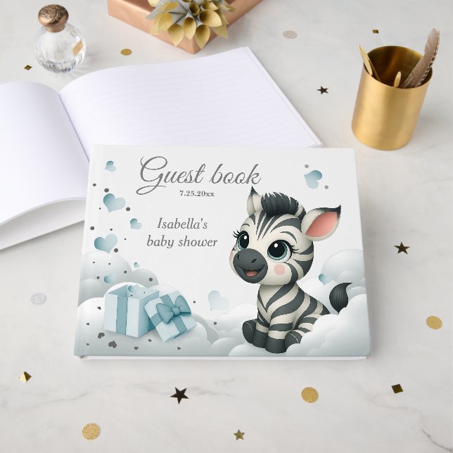 Libro De Visitas cute little zebra  (Anverso Abierto)