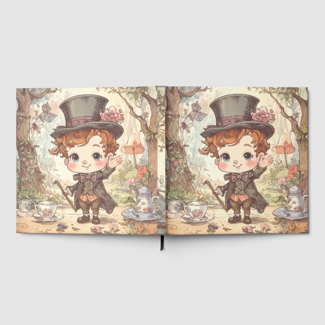 Libro De Visitas Cute Mad Hatter Whimsical Wonderland Woodland Art (Lleno)