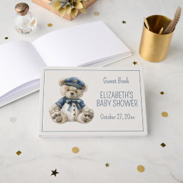 Libro De Visitas Cute Nautical Blue Baby Bear Baby Shower