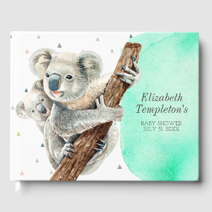 Libro De Visitas Cute Oso Koala Es un niño Verde azulado Baby Showe