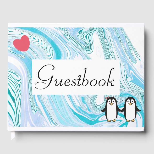 Libro De Visitas Cute Penguin Couple Guest Book (Anverso)