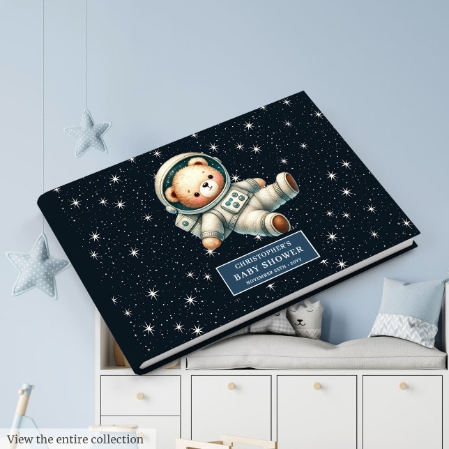 Libro De Visitas Cute Teddy Bear Astronauta Boy Baby Shower (Cute Teddy Bear Astronaut Boy Baby Shower Guest Book)