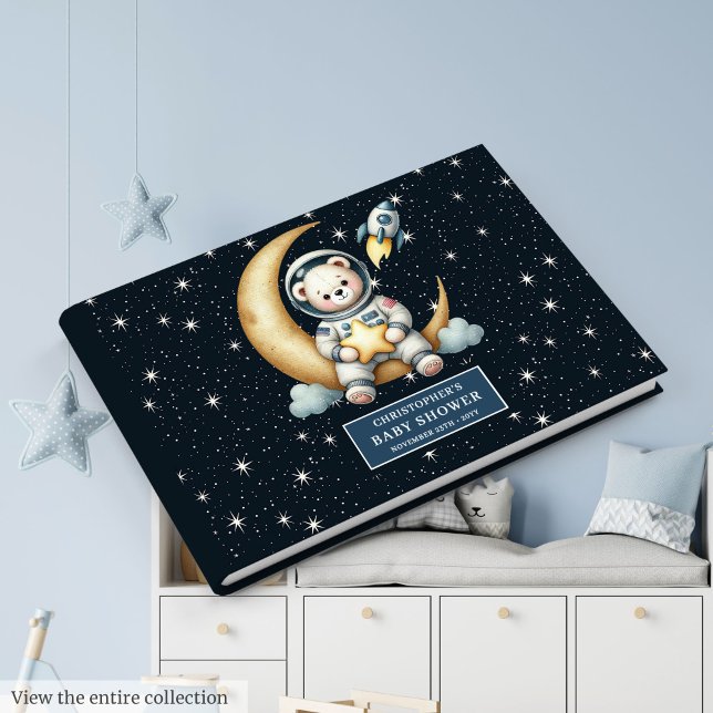 Libro De Visitas Cute Teddy Bear Astronauta Guest Book Boy (Cute Teddy Bear Astronaut Guest Book Baby Boy)