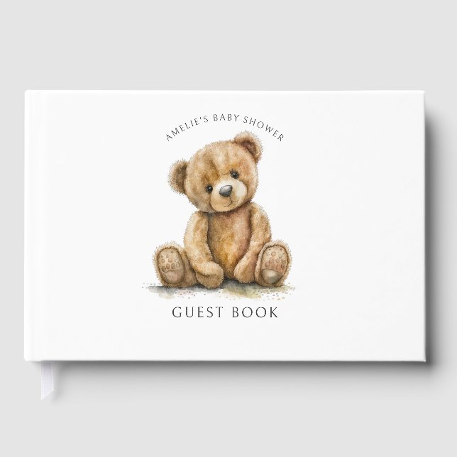 Libro De Visitas Cute Teddy Bear Baby Shower (Anverso)