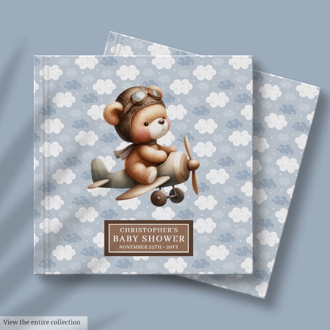 Libro De Visitas Cute Teddy Bear Pilot Baby Shower Guest Book Boy (Cute Teddy Bear Pilot Baby Shower Guest Book Boy)