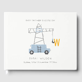 Libro De Visitas Cute Urban Construction Crane Boy's Baby Shower