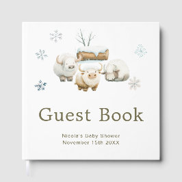 Libro De Visitas Cute Winter Arctic Cow Baby Shower 