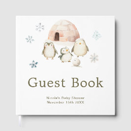 Libro De Visitas Cute Winter Penguins Baby Shower 
