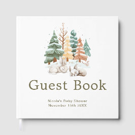 Libro De Visitas Cute Winter Rabbits Baby Shower Guest Book