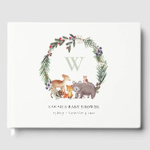 Cute Woodland Animal Leafy Wreath Baby Shower