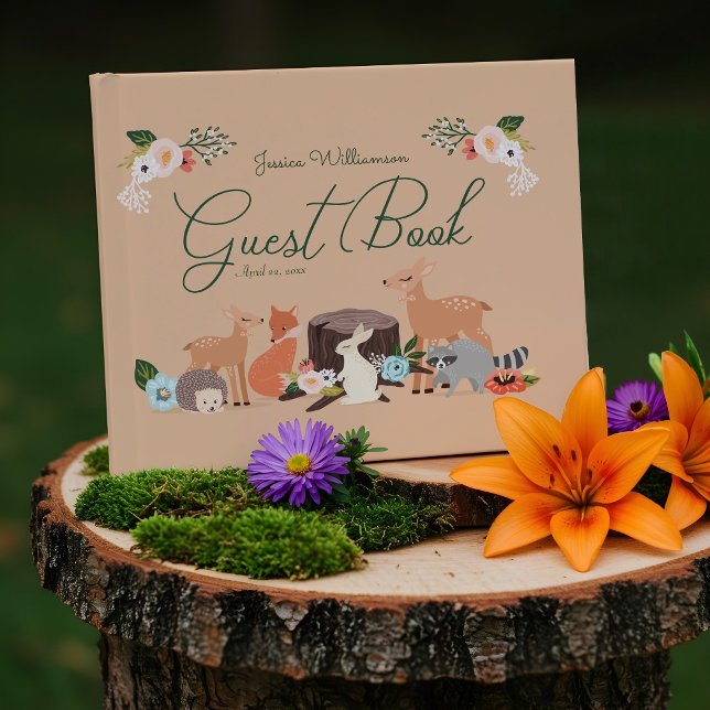 Libro De Visitas Cute Woodland Forest Animals Baby Shower (Cute Woodland Forest Animals Baby Shower Guest Book)