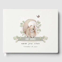Libro De Visitas Cute Woodland Forest Floral Squirrel Baby Shower