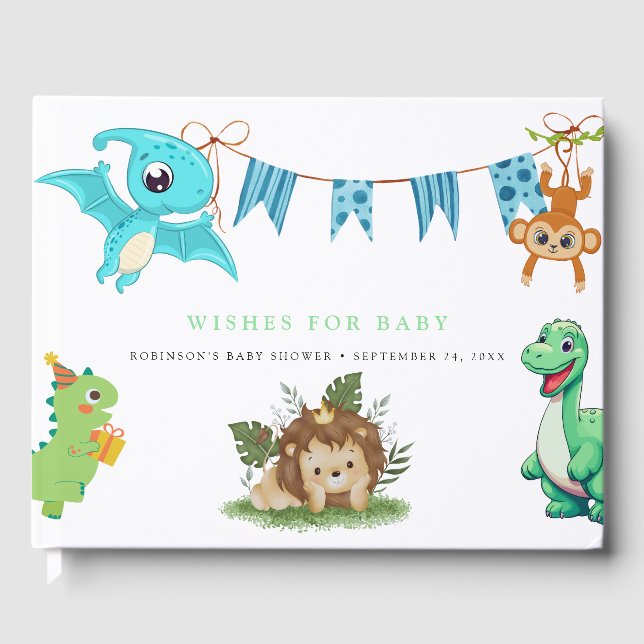 Libro De Visitas Cuto pequeño Dino Baby Shower (Anverso)