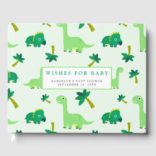 Libro De Visitas Cuto pequeño Dino Baby Shower (Anverso)