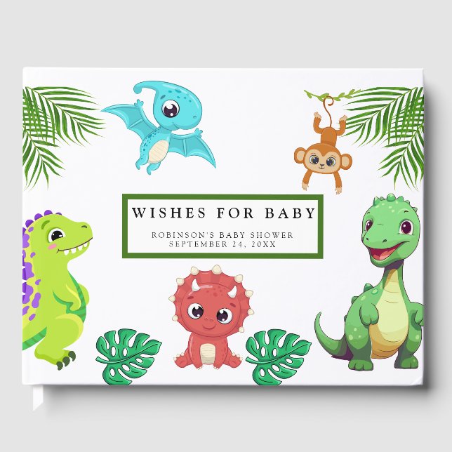 Libro De Visitas Cuto pequeño Dino Baby Shower (Anverso)