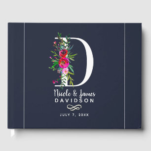 Libro De Visitas D Monograma Inicial Floral Nombre Boda